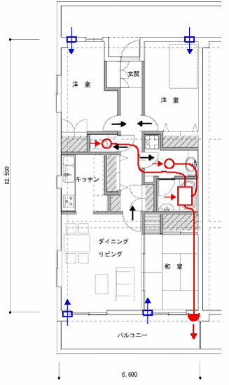 集合住宅・第3種換気・熱交換無し・サニタリー設置-2