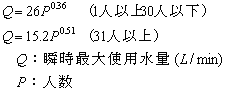 居住人数から瞬時最大使用水量を予測する算定式を用い求める方法