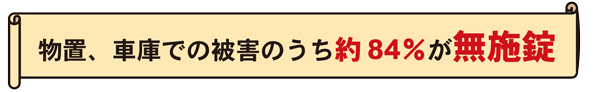 物置、車庫での被害のうち約84%が無施錠